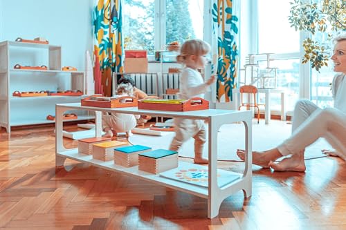 HINGI Organizador Juguetes Infantil 115 cm con 2 Baldas | Estanteria Infantil en Estilo Bebé | Estanteria Juguetes | Mueble Infantil para Habitación Infantil y Sala de Juegos