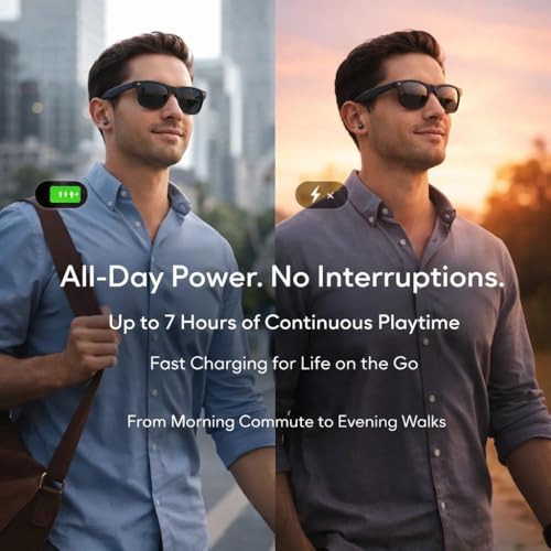 Image of Maizic Smarthome Bluetooth Smart Sunglasses | Polarized UV Protection Lenses | Touch /Tap Control | Built-in Speakers & Microphone | Rectangle Design | Wireless Audio Sunglasses for Unisex