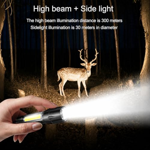 Image of Bharat Prime Hub USB Rechargeable LED Torch with COB Side Light, 3 Lighting Modes, Portable Waterproof Flashlight for Emergency, Camping & Home Use