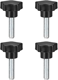 Tool parts 4 Pcs Star Knobs Grips M12 x 50mm Male Thread Steel Zinc Stud Black PP