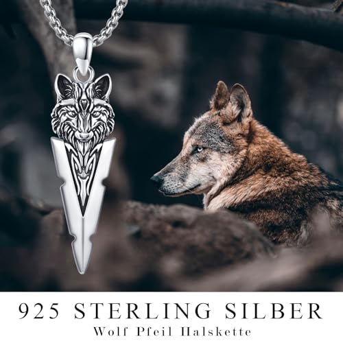 Collier loup en argent 925, une amulette fleche d'exception pour homme - 6