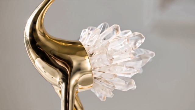 Amazon.com: suruim Elegant Gold Crane Bird Statues with Crystal