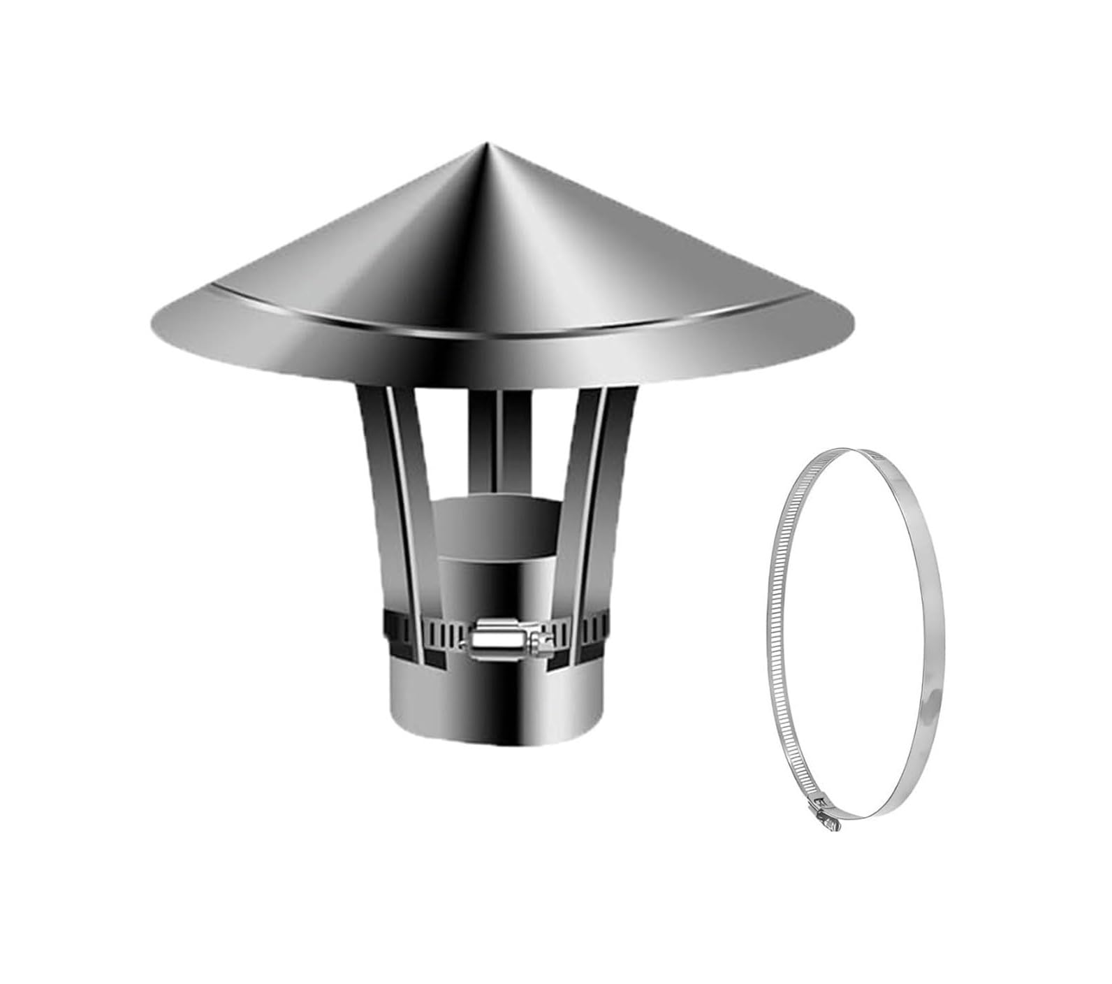 Shiketong One Color 201 Stainless Steel Chimney Cap Adjustable 1.9-11.8 In Weatherproof Rain Cover(1.9In)
