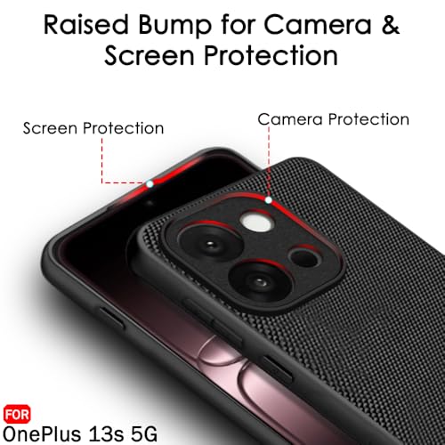 Image of TheGiftKart Back Cover Case for OnePlus 13s 5G | Slim & Lightweight | Ultra-Premium Design | Camera Protection Bump | Fabric Texture Case Cover (PC & TPU, Black)