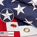 American Flags for Outside 3x5, Heavy Duty American Flag with Embroidered Stars, Thicken Nylon US Flag with Sewn Stripes Brass Grommets US Flags 3x5 Outdoor Made in USA High Wind All Weather Flags