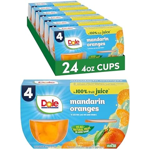 Dole Mandarin Oranges in 100% Juice, Gluten Free Snack, 24 Cups Cover