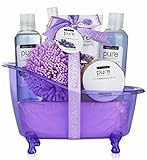 Lavender Essential Oils Aromatherapy Bath & Body Spa Gift Basket. Lavender Spa Basket makes best Gifts for Women & Teens.Great Gifts for Mom, Birthday Gifts & Thank You Gifts!
