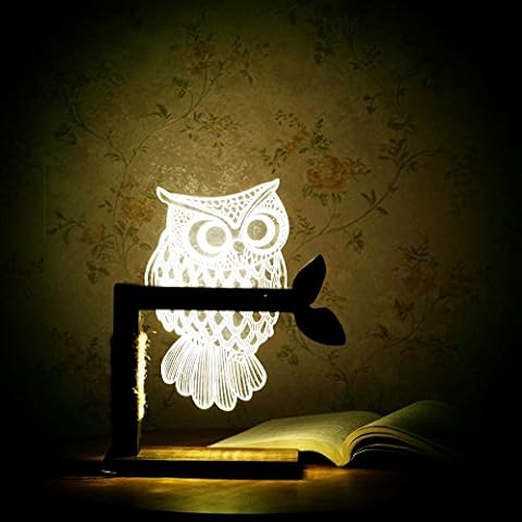 SUPERNIUDB Romantic Home 3D Owl Shape LED Desk Table Light Lamp Night Light US Plug (White) Cover