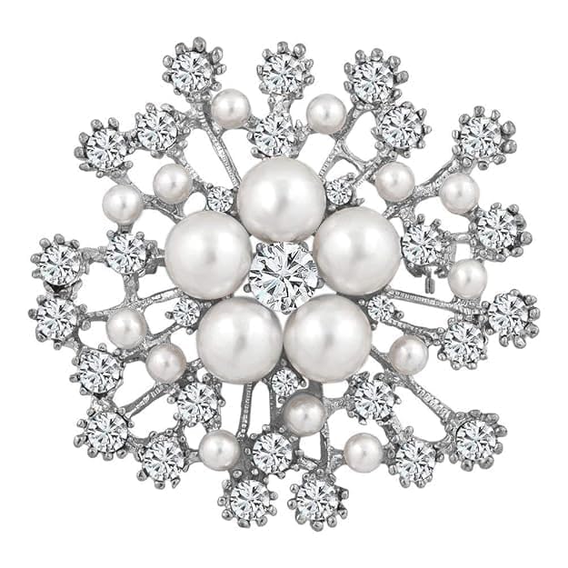 Brooches for Women, Pearl Crystal Snowflake Brooch Set, Elegant Gold and Silver Saree Pins for Dresses, Scarves, Bags, Gift for Women and Girls-picture-54