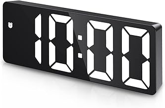 JXTZ Digital Clock, Digital Clock for Bedroom with Large LED Screen, Alarm Clock for Heavy Sleepers, USB/Battery Powered Alarm Clock with Temperature, Snooze, 3 Brightness Adjustable, Voice Control