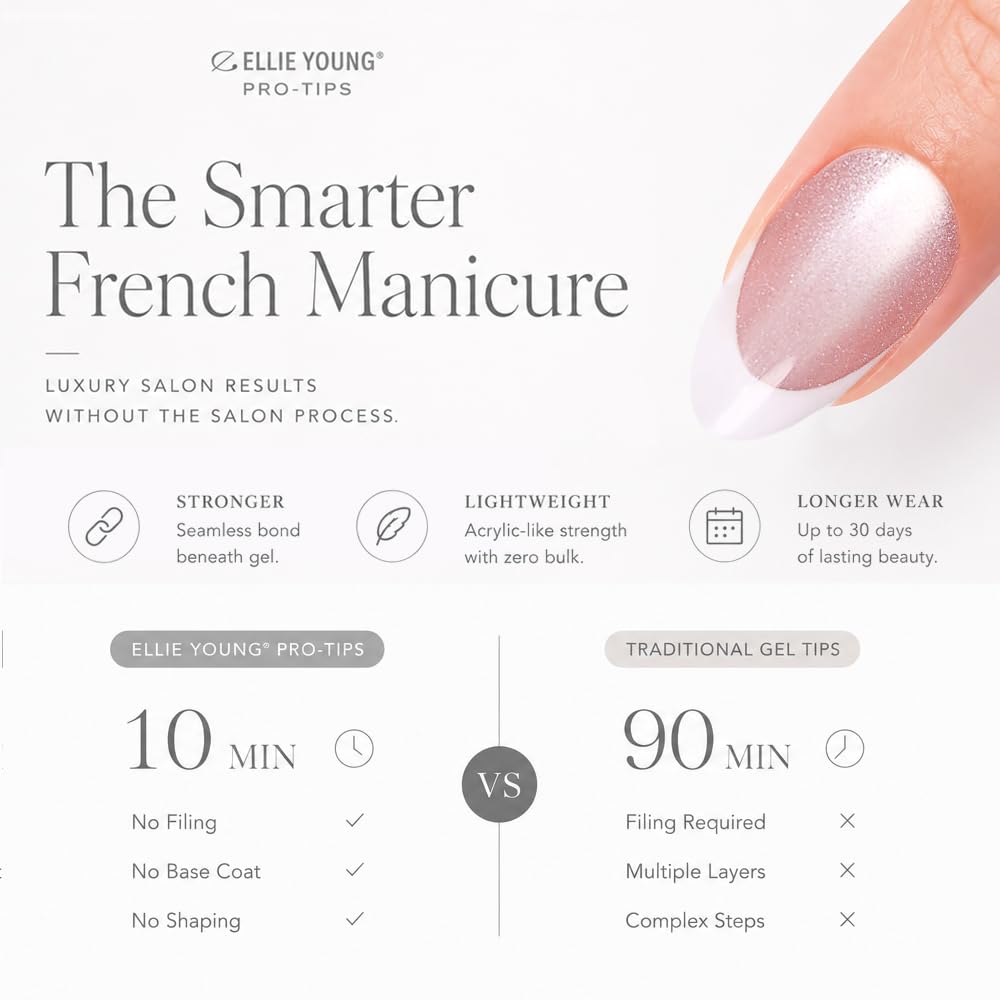 PROTIPS - Unghie finte a pressione, effetto occhio di gatto, 150 pezzi, in gel morbido, riutilizzabili, in 15 misure, stile francese prefabbricate, per manicure fai da te, look da salone