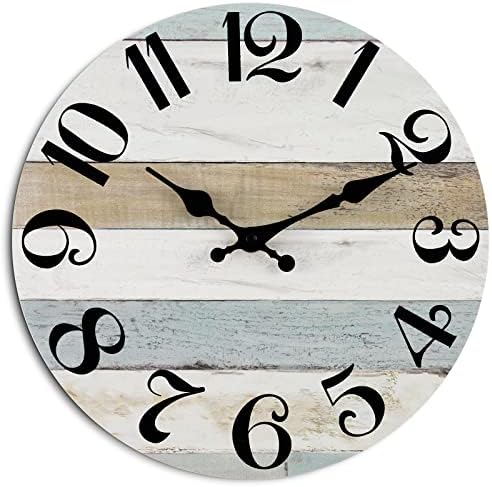 KECYET Wall Clock 10 Inch Silent Non-Ticking Wall Clocks Battery Operated - Country Rustic Clock Decorative for Kitchen,Bathroom,Bedroom,Office