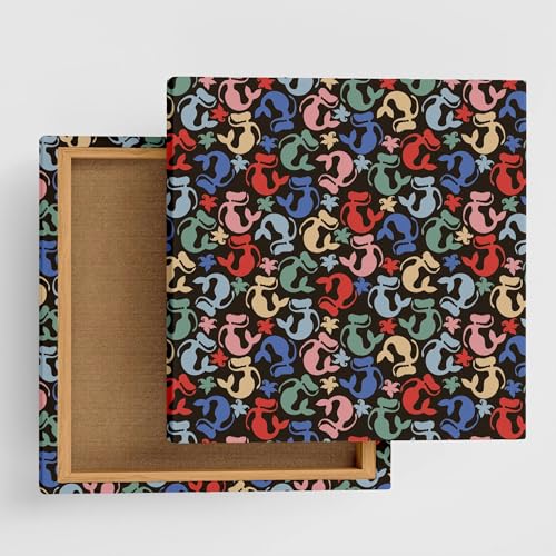 北欧 マーメイド アートパネル 57cm × 57cm Lサイズ 日本製 ポスター おしゃれ インテリア 模様替え リビング 内装 カラフル ポップ アロハ ファブリックパネル pat-0288-L