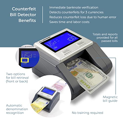Accubanker D585 Multi-Scanix Counterfeit Currency Detector, Multi-Orientation Feeding System, Banknote Verification, Multi-Currency Detection (Usd, Eur, Gbp), Visual And Audible Alerts #TOP1