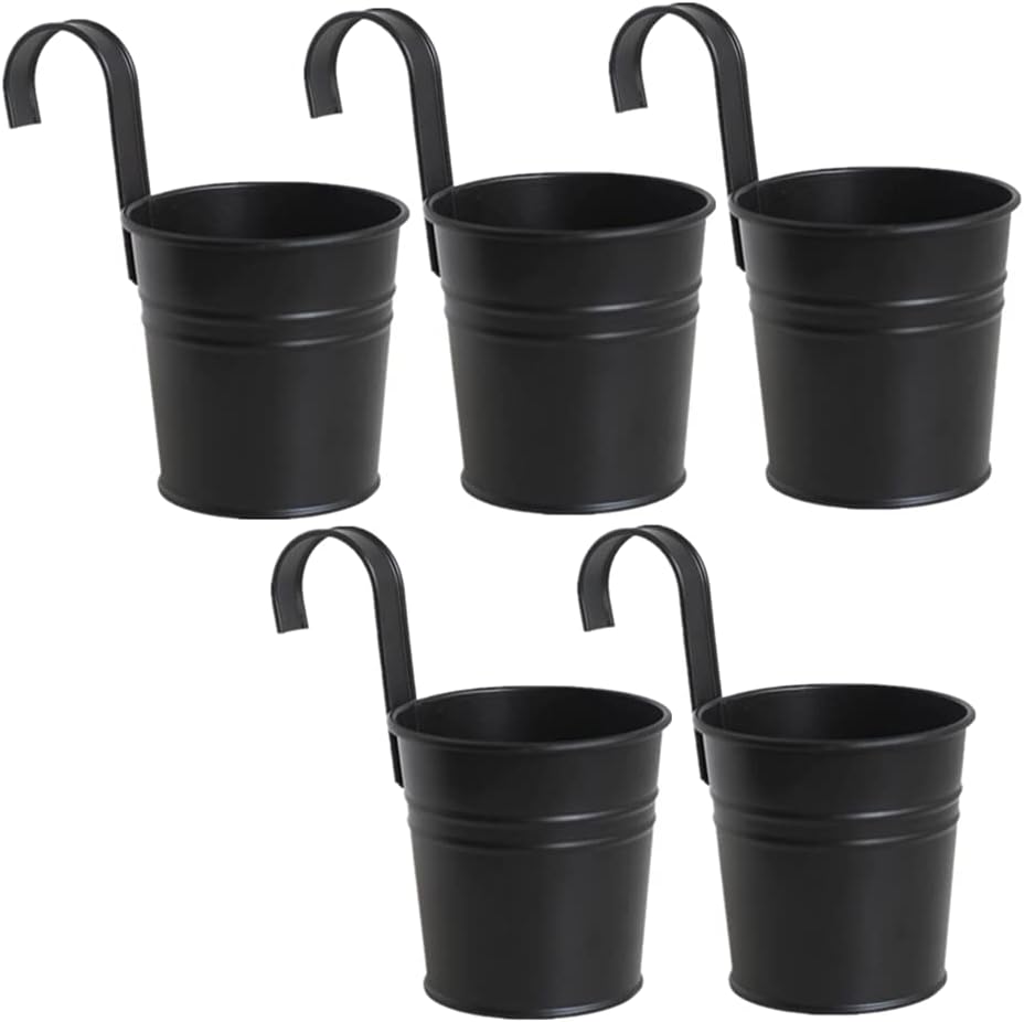 XZJMY 5 Pcs Hanging Flower Pots Metal Iron Bucket Planter
