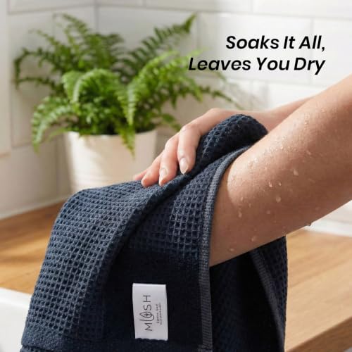 Image of Mush Bamboo Dual Texture Waffle Terry Bath Towel | 500 GSM Ultra Soft, Highly Absorbent, Quick Dry Towels | Large Towels for Bath, Gym, Spa | Charcoal Grey (70x140 cm)