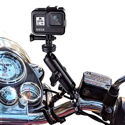 Lupholue Motor Handle Bar Bracket Mount 360u00b0 Rotation Aluminum Alloy Motorcycle Rearview Mirror Holder Stand for GoPro Hero 8 7 6 5 4, Xiaoyi?SJCAM, APEMAN, AKASO, DJI Osmo Aciton Camera