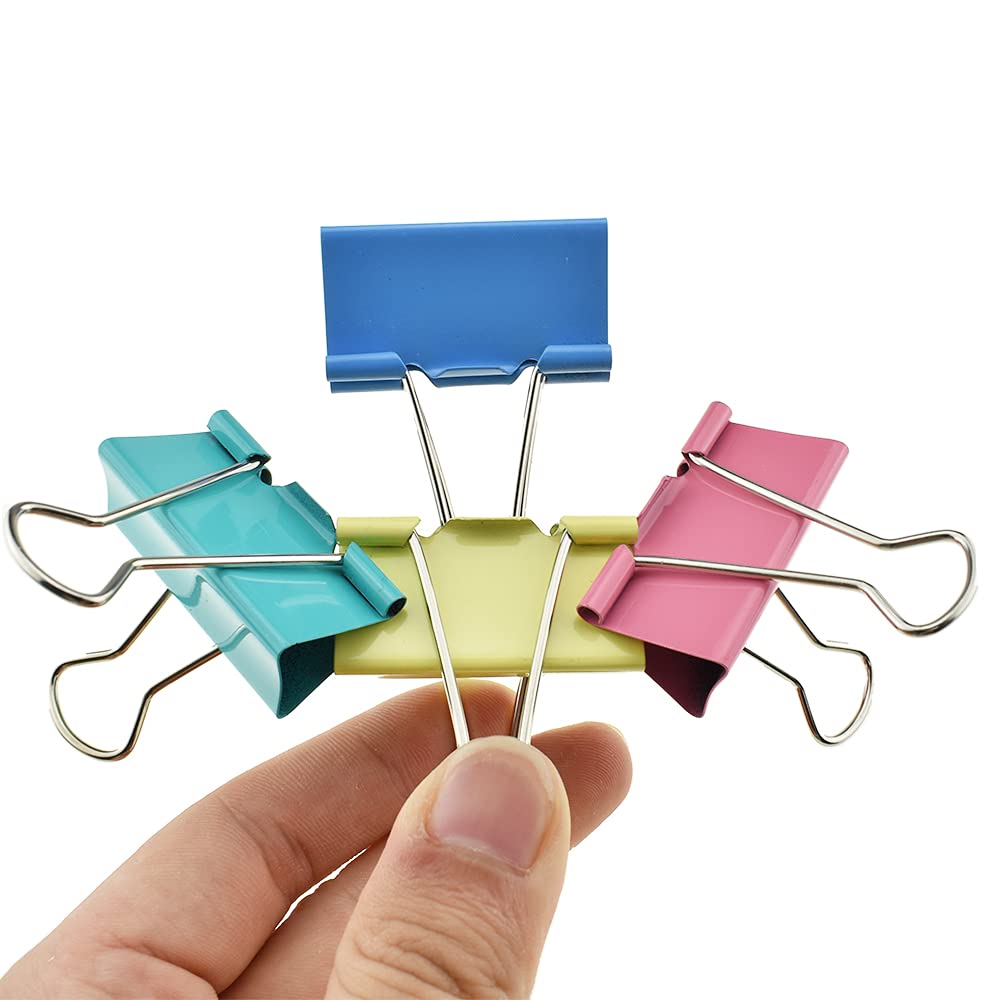 HAHIYO Lot de 30 pinces à papier robustes en acier à ressort - Grande capacité de 4 cm de large - Sans bords tranchants - Très résistantes - Réutilisables - Finition brillante - Pour la maison, le
