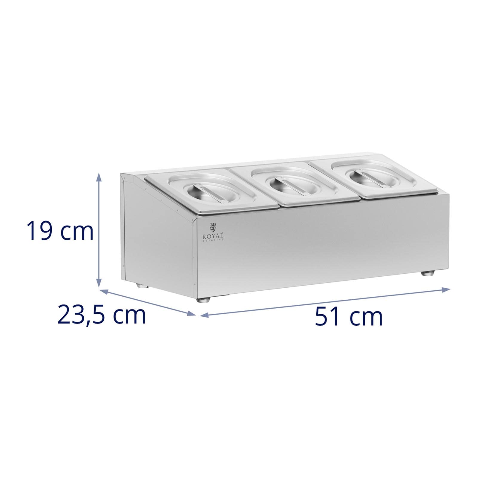 Royal Catering RCPN-01 Espositore GN in acciaio inox - 3 GN 1/6-4,8 l