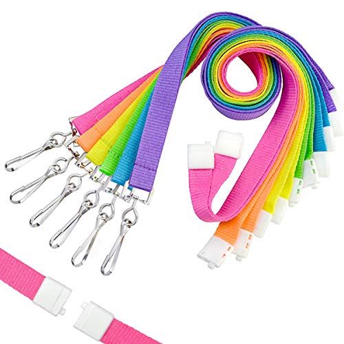 Specialist ID 6 Pack - Premium Bright Color Neon Lanyards with Single Swivel Hook & Breakaway Clasp - Cute and Durable for School Hall Passes, Student & Work Badges, Cruise Cards (Assorted Colors)