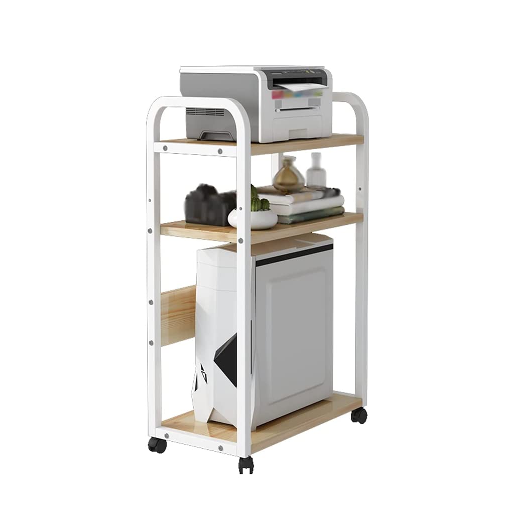 WouND Soporte de Torre de computadora de 3 Niveles Soporte de Carrito de PC Estante de Caja de PC de Madera Maciza con 4 Ruedas giratorias Soporte de Piso de Escritorio de Madera