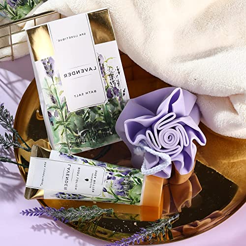 SPA LUXETIQUE Women's Bath Gift Set - 10-Piece Lavender Fragrance Birthday Gift for Women with Hand Cream, Shower Gel, Bubble Bath, Body Lotion, Wellness Set for Her, Women, Mother, Mother's Day Gift