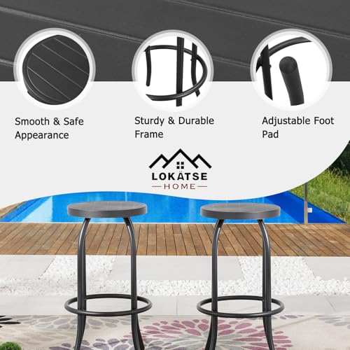 Image of LOKATSE HOME Outdoor Bar Height Stool Metal Bistro Chair Counter Footrest, Set of 4