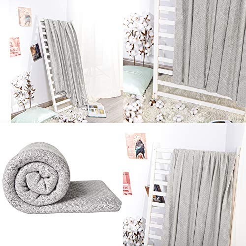 Image of NTBAY Rayon Derived from Bamboo Knit Throw Blanket, 51 x 67, Silver Grey | Breathable Cable Knit Throw Made with Rayon Derived from Bamboo, Soft Cooling Bed Throws for Sofa, Bed, Reading, and Travel