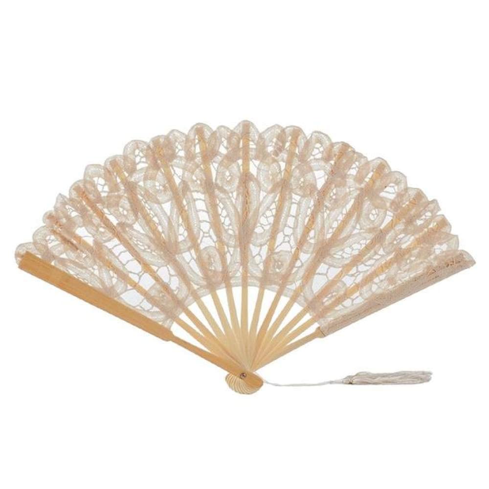 Éventail de dentelle à la main pour cadeau de mariage mariée beige