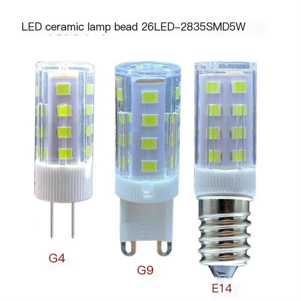 YSJX Lighting, Confezione da 20, Lampada LED in ceramica 5W G4/G9/E14 Lampada mais 26LED-2835SMD AC220V Sorgente luminosa dimmerabile Lampadine per la casa(Warm white,G9 5W)