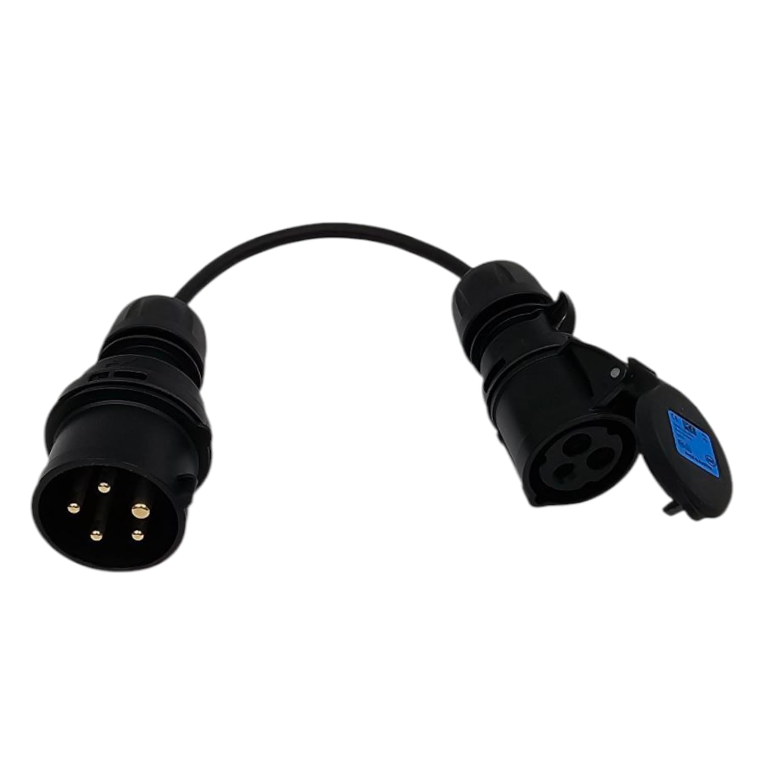HDIUK Phase-1 400v 3-Phase CEE Plug to 240v L1 Fly Lead Converter (Black 16A 400v Plug to Black 16A 240v CEE Coupler)