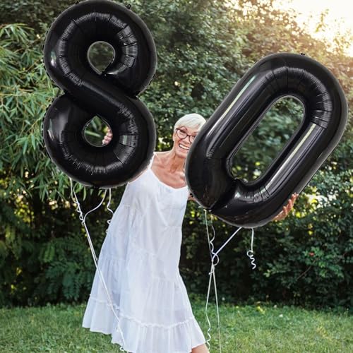 Image of Number Balloons Black Party Balloon - Giant Number 10 Balloon, 40 Inch Large Balloon for Birthday Decorations, Black Party Supplies for Men Women
