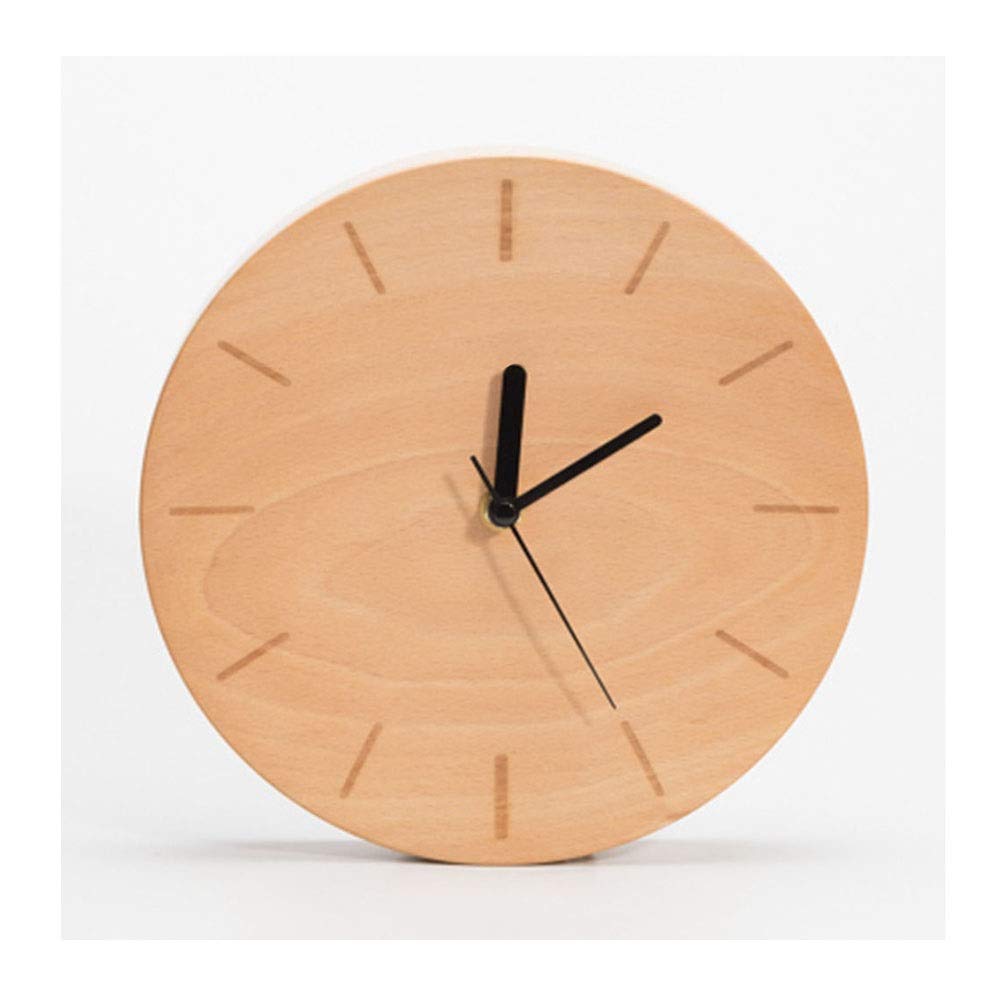 Relojes de Pared Silenciosos Que No Hacen Tictac, Funcionan con Pilas, Decoración Moderna, Sala de Estar, Dormitorio, Cocina, Relojes Redondos Personalizados de Maderaiza de Haya/B
