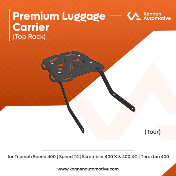 Image of Luggage Carrier | Top Rack | Luggage Rack Compatible with Triumph Speed 400 |Speed T4 | Scrambler 400X | Scrambler 400XC | Thruxton (Black) (Pack of 1) (Tour)