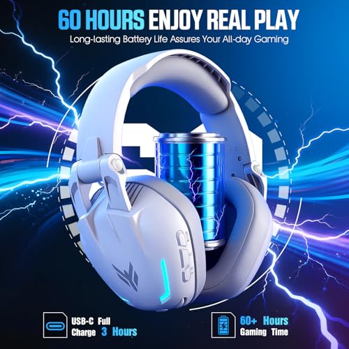 Image of BENGOO G1 60H Wireless Gaming Headset with RGB Lights & Mic for PS5 PS4 PC | 7.1 Surround Sound, 2.4GHz USB /Type-C & Bluetooth 5.4, Noise Canceling Flip Microphone, Foldable Design for Switch Mac