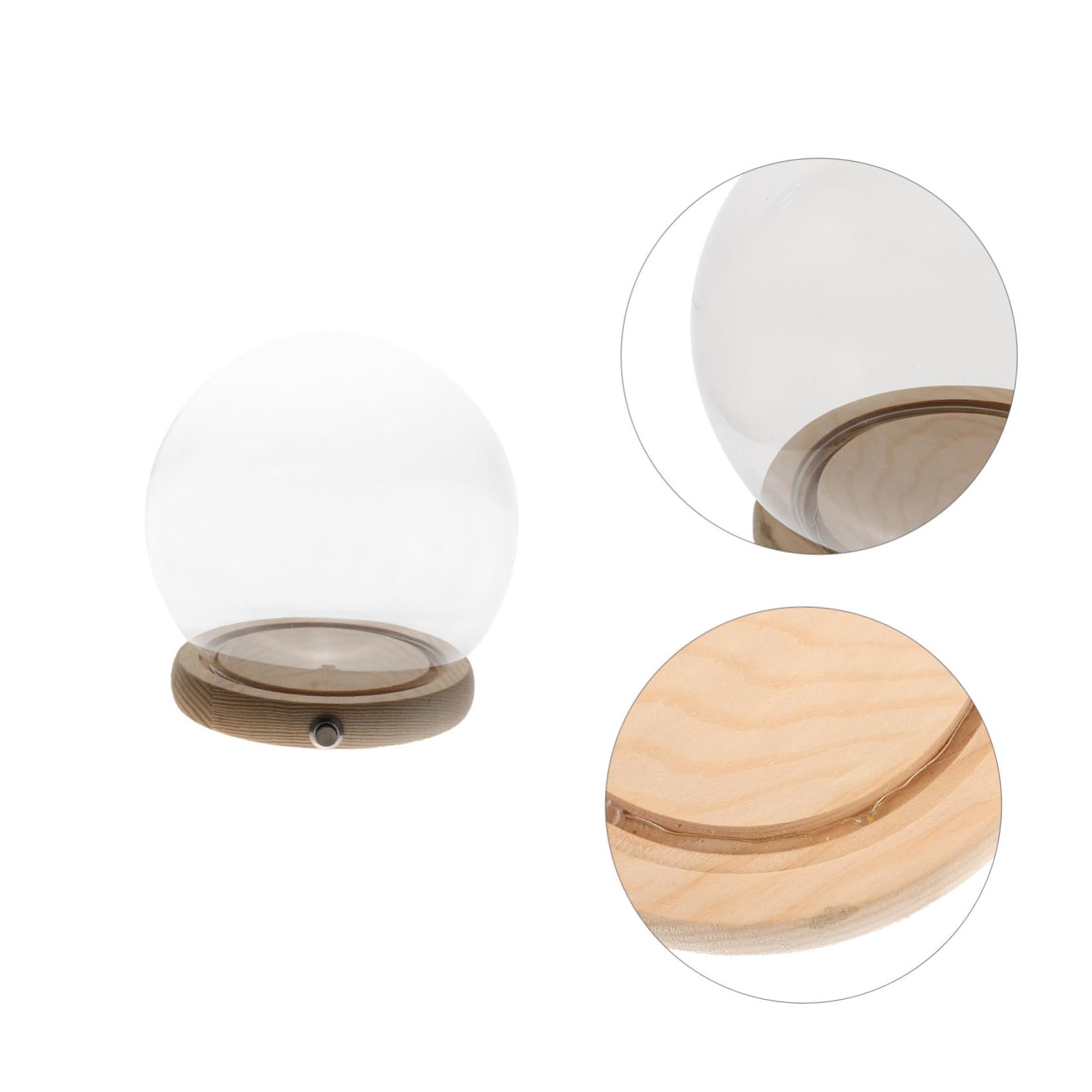 Toyvian Copertura in Vetro per Fiori Eterni con Base in Legno Naturale Cloche Decorativa Luminescente per Casa Vetrina Trasparente con Piedistallo Piatto Centro Tavola Romantico e
