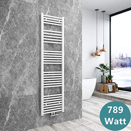 Preisvergleich Produktbild Heizkörper Badheizkörper 1600x400mm / 789 Watt Leistung Handtuchtrockner Heizkörper Bad Mittelanschluss, Horizontal Rohrdurchmesser: 22mm - Weiß