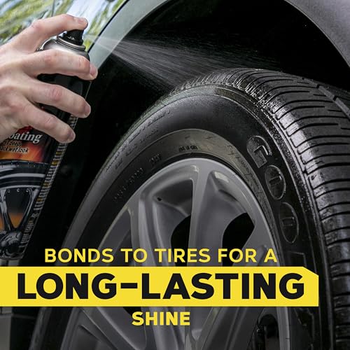 Image of Meguiar's Hot Shine High Gloss Tire Coating, 6 Pack (6 x 15 oz = 90 oz Total) Aerosol Tire Shine Spray for Deep Black Wet Look Tires on Cars Trucks and SUVs After Car Wash Detailing
