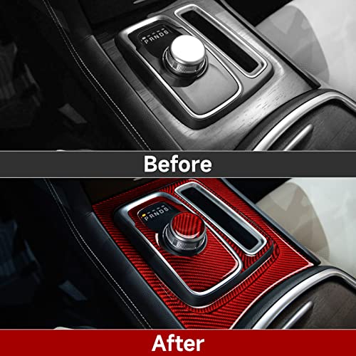Image of Car Gear Shift Panel Decals for 2015-2023 Chrysler 300 / 300C / 300S / Limited /Touring Accessories Carbon Fiber Interior Stickers