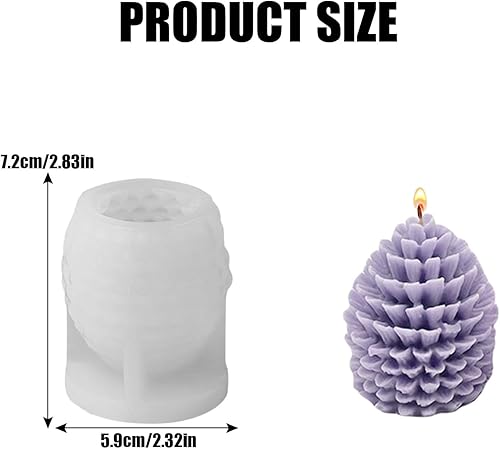 Miniatura 2 de Molde de vela de cono de pino de Navidad, moldes de vela de resina en forma de piña 3D para hacer velas, moldes de silicona de Navidad para