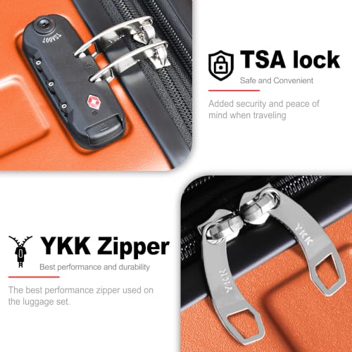 Image of KEYTANG Zebra Luggage Sets 3 Piece, 20 inch Carry On Luggage with Spinner Wheels, Hardside Business Travel Suitcase Set with TSA Lock, Lightweight Suitcase,20 /24 /28 inch,Orange