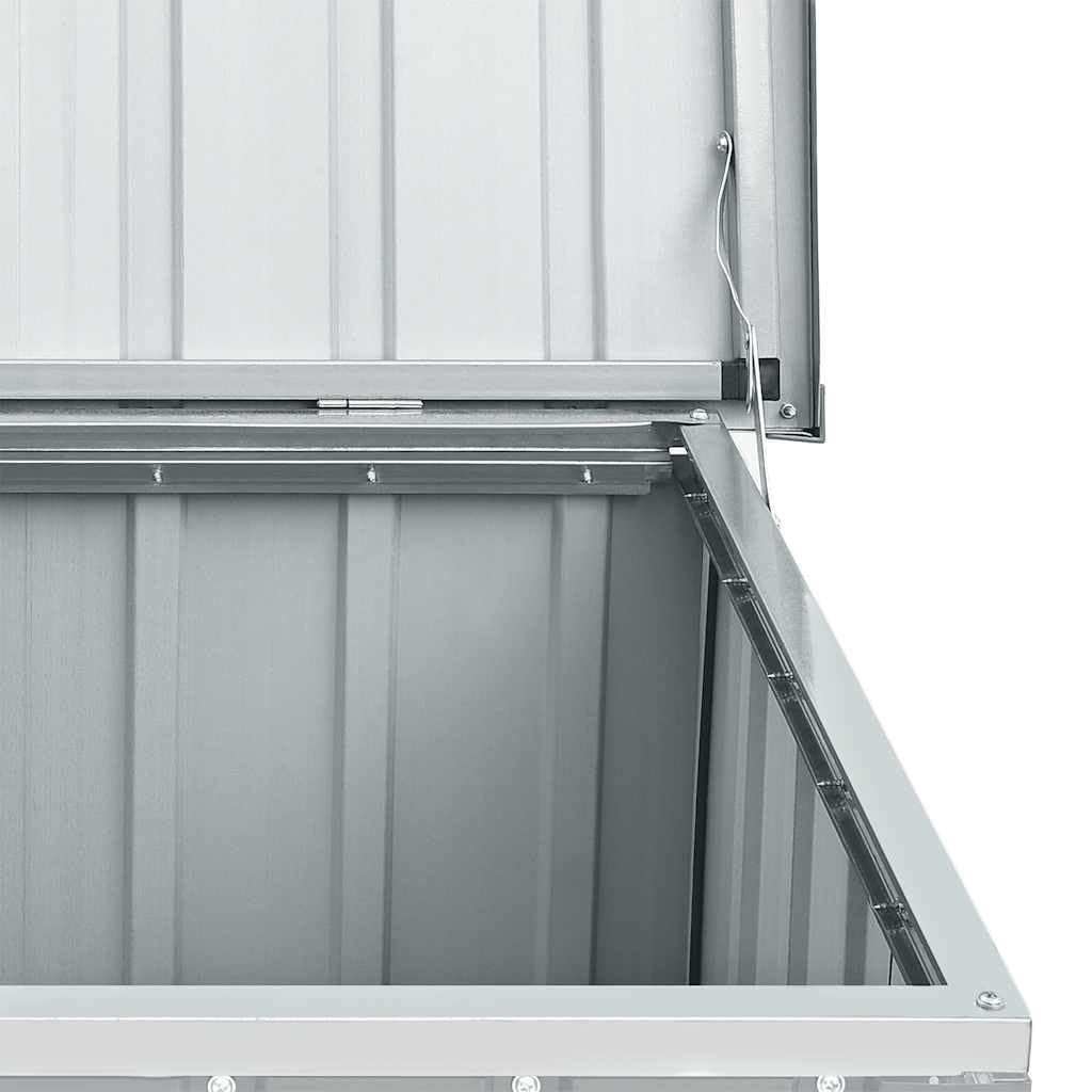 Gartenbox Grau 129x67x65 cm Stilvolle Aufbewahrungsbox für Terrasse Balkon Garten, Robustes Verzinktes Stahlgehäuse, Geräumige Lagerung für Kissen Werkzeug Gartengeräte,