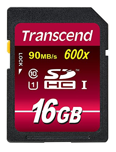 Transcend 16GB SDHC Class 10 UHS-1 Flash Memory Card Up to 90MB/s (TS16GSDHC10U1) Blue