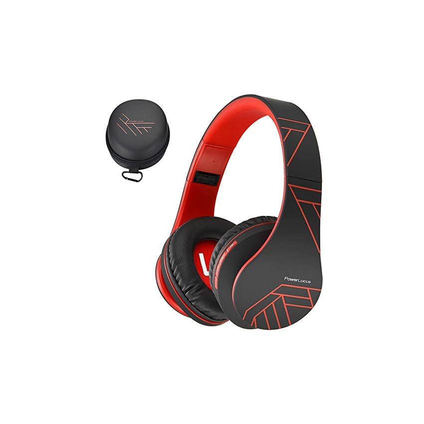 PowerLocus-Casque-Bluetooth-sans-Fil-Casque-Audio-stereo-Pliable-sans-Fil-et-Filaire-avec-Micro-integre-Micro-SDTF-FM-pour-iPhoneWikoSamsungiPadPC-NoirRouge powerlocus casque bluetooth sans fil, casque audio stéréo pliable sans fil et filaire avec micro intégré, micro sd/tf, fm pour iphone/wiko/samsung/ipad/pc (noir/rouge)