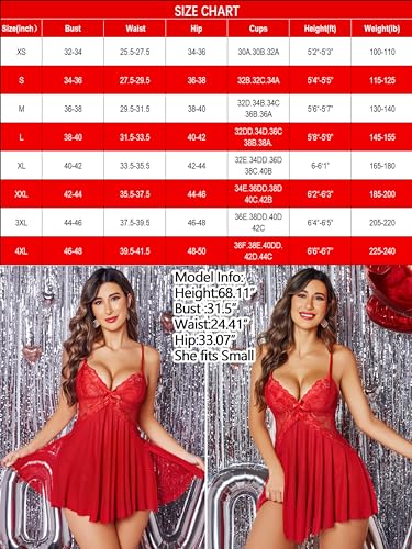 Image of Avidlove Women Lace Lingerie Babydoll Sexy Chemise Exotic Nightgowns Bridal Nightdress