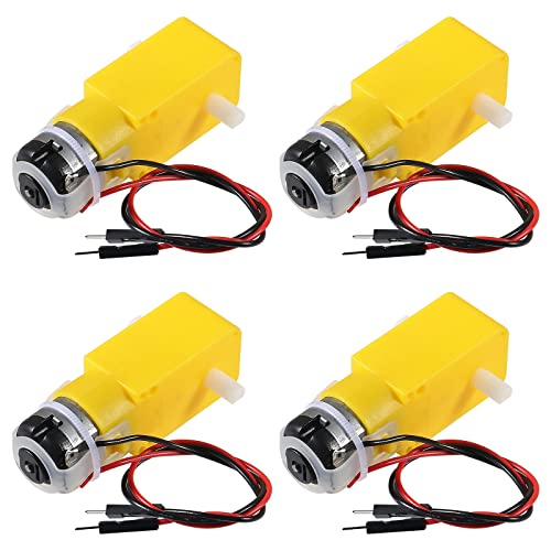 Diann 4pcs TT Motor DC 3-6V Gearbox Motor 200RPM Ratio 1:48 Shaft Motor with 2.54mm Wire for DIY Smart Car Robot