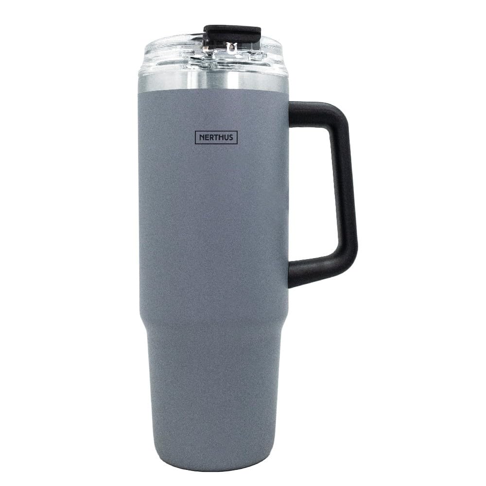 NERTHUS FIH 1441 Thermal Cup 900 ml with Airtight Lid – Includes Straw and Stopper for Drinking, Durable Insulation