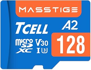 TCELL MASSTIGE 128GB microSDXC Memory Card with Adapter - A2, UHS-I U3, V30, 4K, Micro SD Card, Read/Write up to 170/110 MB/s Microsd for DJI, Gopro, Insta360, Osmo Action Camera, Drone, Mavic 3