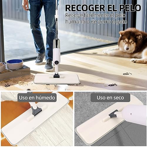Image of MXBEAUTY Microfiber Mop with 350 ML Atomizer, Wet and Dry Cleaning Mop, 360 Rotating Head, with 3 Washable Pads and 1 Scraper, for Tile Floor, Glass, Marble
