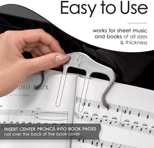 Metal Music Book Clip And Page Holder Sheet Music Holders For Piano Keyboard Stands And Books Adorable Page Marker Clips With Velvet Storage And Carrying Bag Strong Sturdy